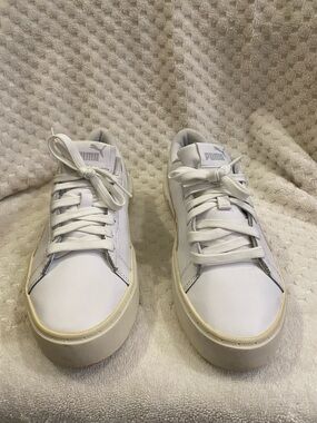 Puma White Platform Lace-Up Sneakers